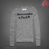 dames abercrombie fitch lang tees logo grijs Nieuwe Website ghnpl549